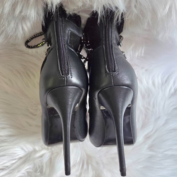 STEVE MADDEN Seductive Strappy Rhinestone Lace-Up Dress Leather Booties Size 7 - Picture 13 of 16